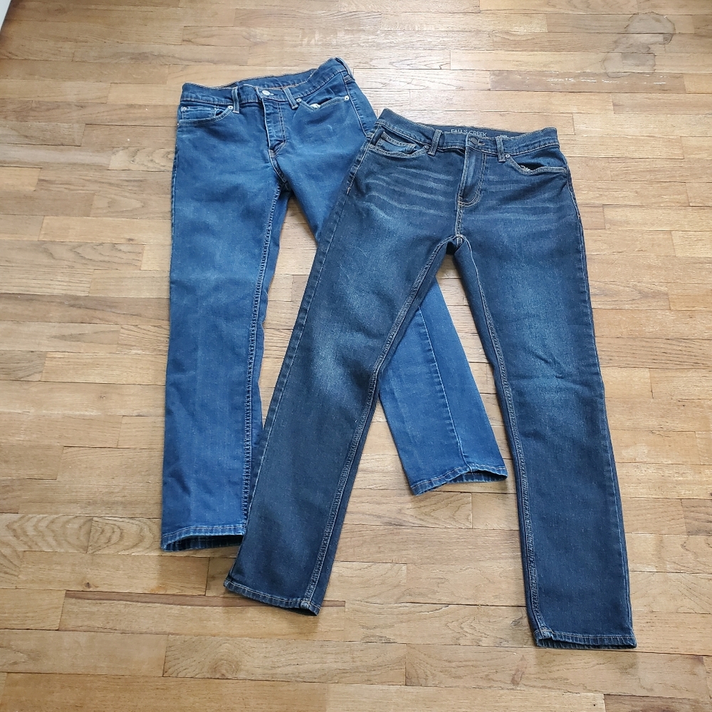 Men's Jeans 2 Pair Size 30x30 Levi's 511s And Falls Creek